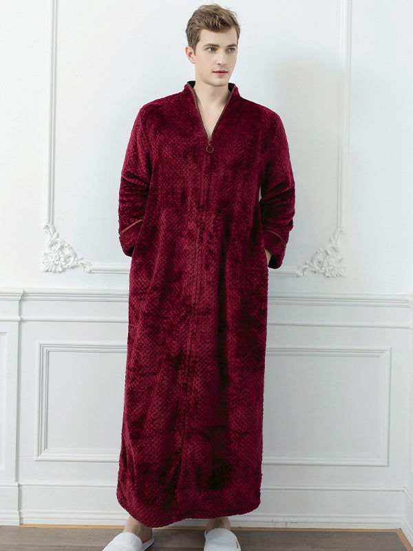 Comfortable Solid Flannel Pajama Robe