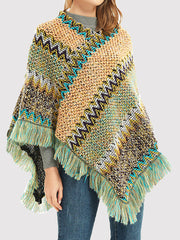 Asymmetric Keep Warm Tasseled Scarf Cape