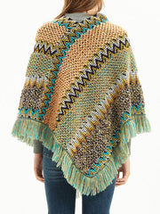 Asymmetric Keep Warm Tasseled Scarf Cape