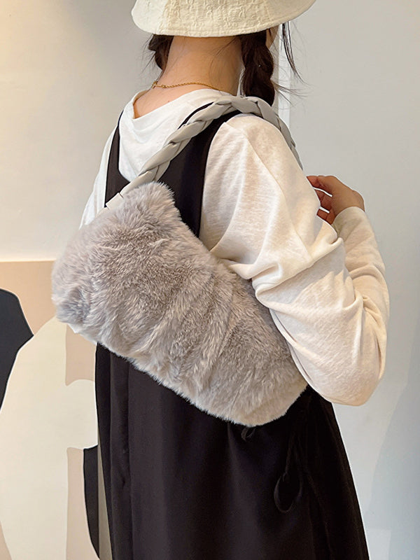 Pleated Split-Joint Woven Straps Handbags Bags
