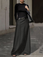 H-Line Loose Polka-Dot Split-Joint Skirts