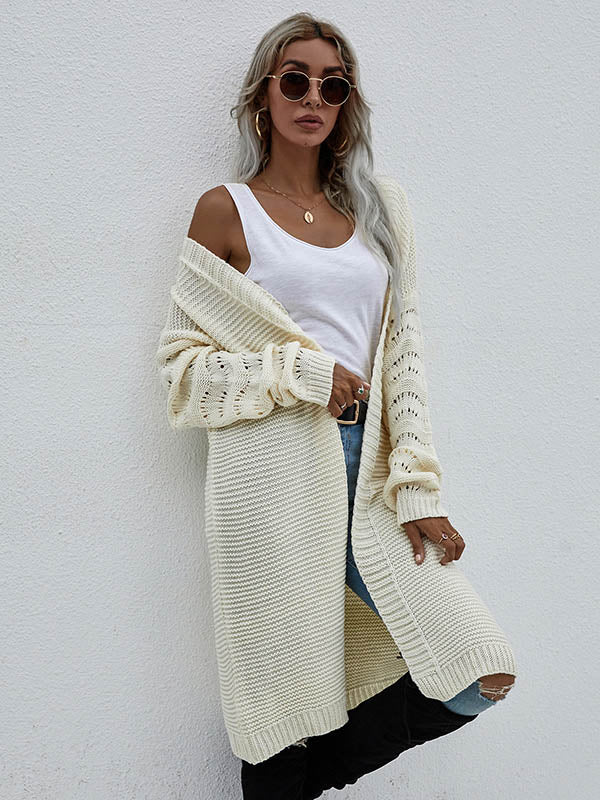 Urban Loose Solid Color Jacquard Cardigan Top