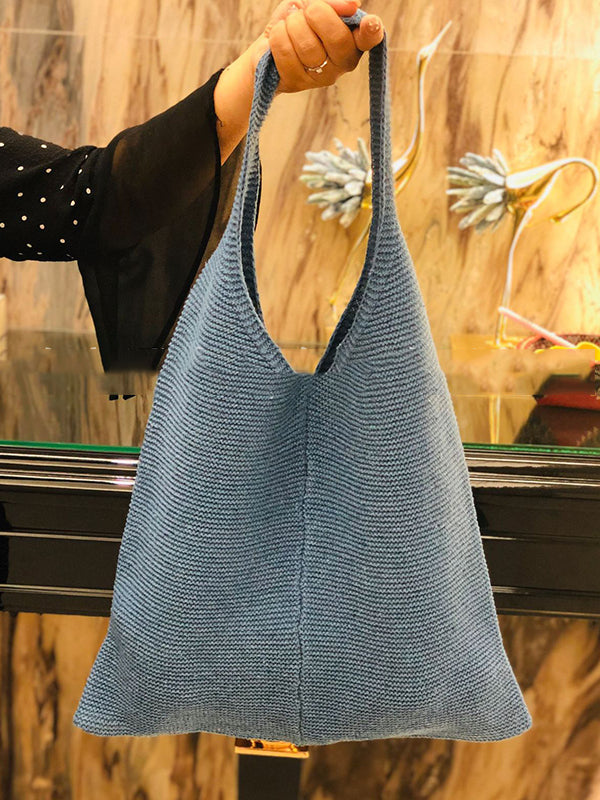 Solid Color Woven Handbag Bags