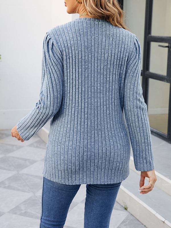 Solid Color Long Sleeves Round-Neck T-Shirts