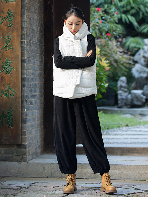 Loose Solid Color Corduroy Casual Ninth Pants Bottoms
