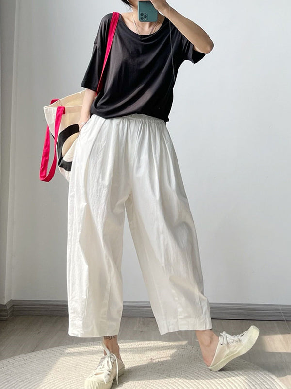 Elasticity Solid Color Loose Casual Pants Bottoms