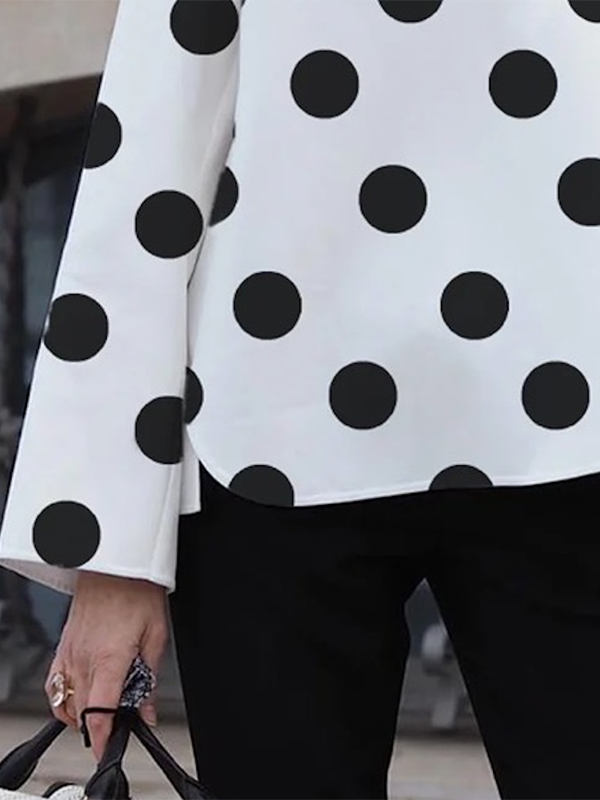 Long Sleeves Loose Polka-Dot Lapel Collar Blouses&Shirts Tops