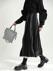 Original Irregular Contrast Color Striped Skirt