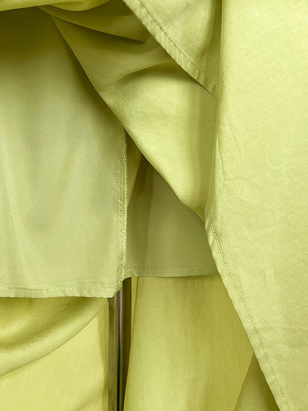 Elasticity Pleated Solid Color Split-Joint Loose Sleeveless Off-The-Shoulder Maxi Dresses