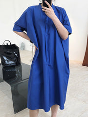 Original Solid Round-Neck Shirt Dress