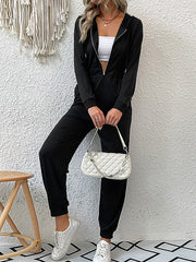 Elasticity Split-Joint Zipper Skinny Hooded Jumpsuits