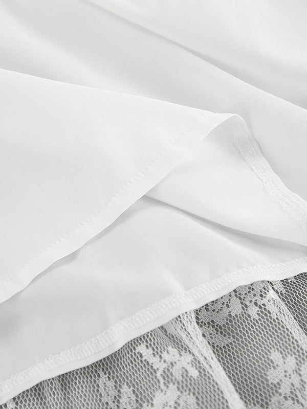 Elasticity See-Through Split-Joint A-Line Loose Skirts Bottoms