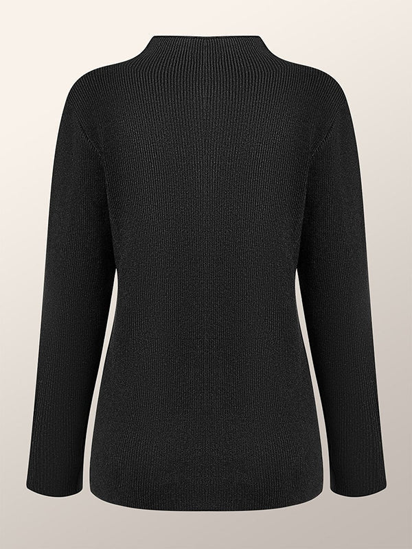 Long Sleeves Skinny Rhine Stones High Neck Pullovers Sweater Sweater Tops