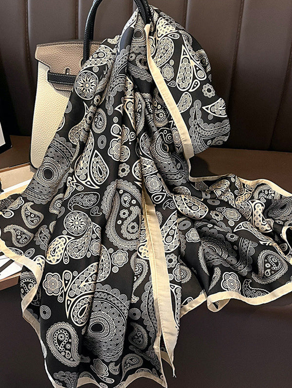 Chic Printed Silk Imitation Warm Shawl&Scarf