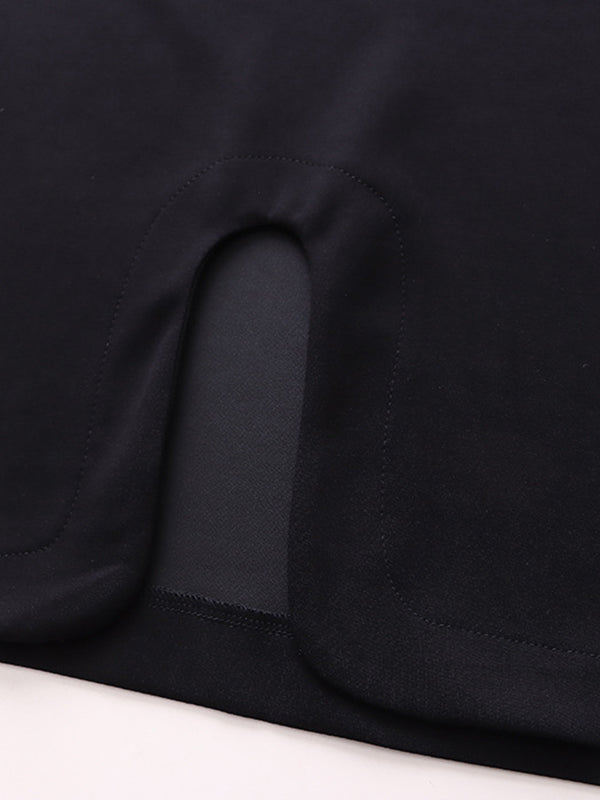 Cropped Loose Split-Side Solid Color Round-Neck T-Shirts Tops