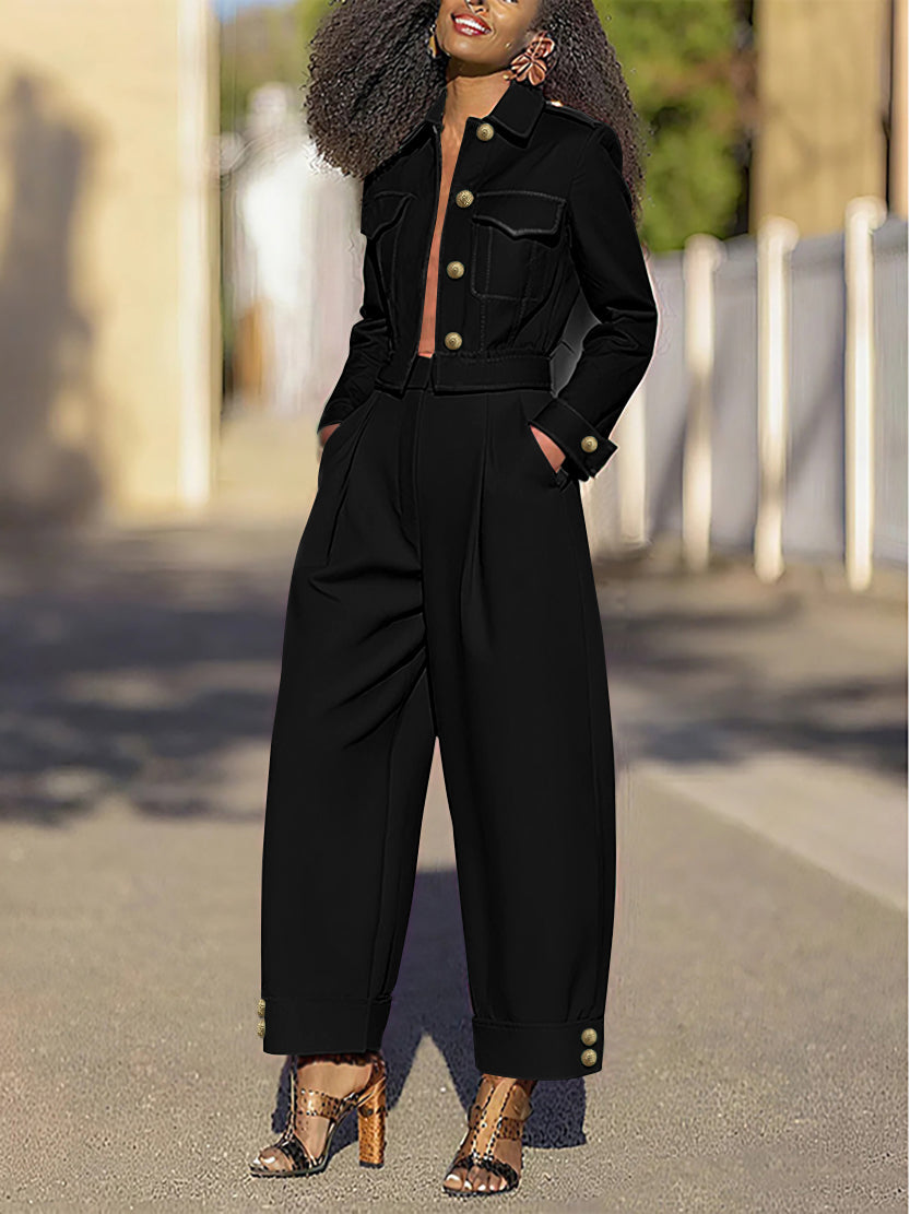 Split-Joint Long Sleeves Lapel Outerwear Jackets&Coats