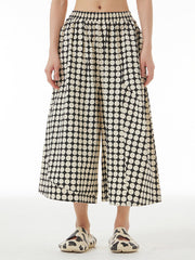 Elasticity Polka-Dot Split-Joint Loose Ninth Pants Pants Cropped Trousers