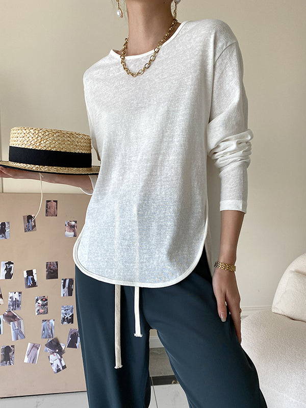 Simple Casual Loose Solid Color Sun-Protection T-Shirt Top