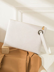 Crocodile Texture Geometric Print Zipper Handbag
