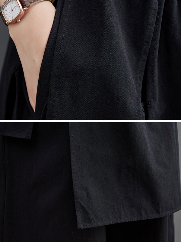 Solid Color Split-Joint Ninth Pants Wide Leg Casual Pants Bottoms