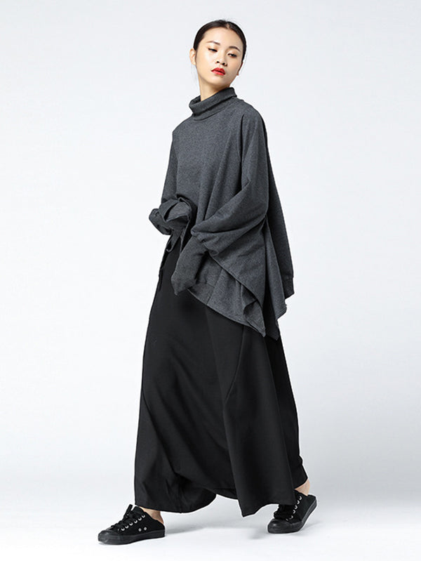 Leisure High Waisted Loose Solid Color Pants
