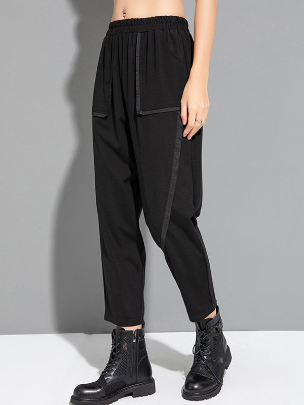 Solid Color Split-Joint Harem Pants Ninth Pants Ninth Pants Casual Pants Bottoms