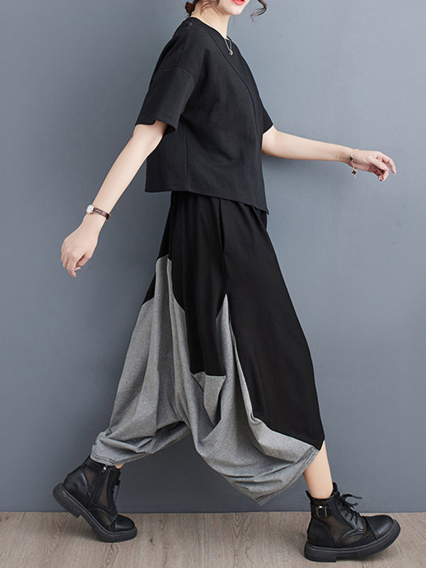 Split-Joint Harem Pants Irregular Clipping Casual Pants Bottoms