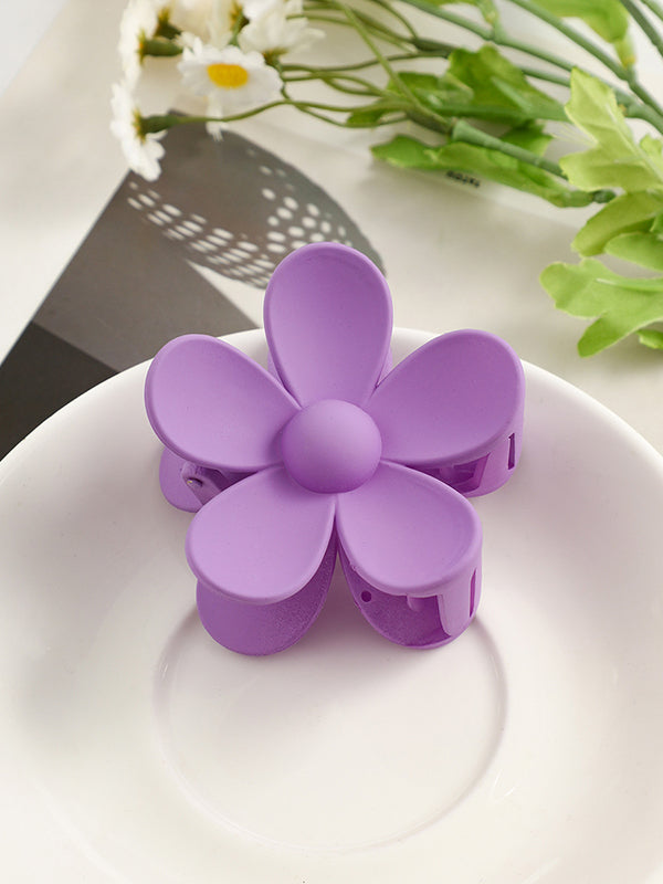 Flower Shape Solid Color Hair Clips