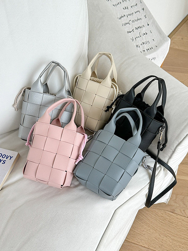 Solid Color Woven Handbags Crossbody Bags