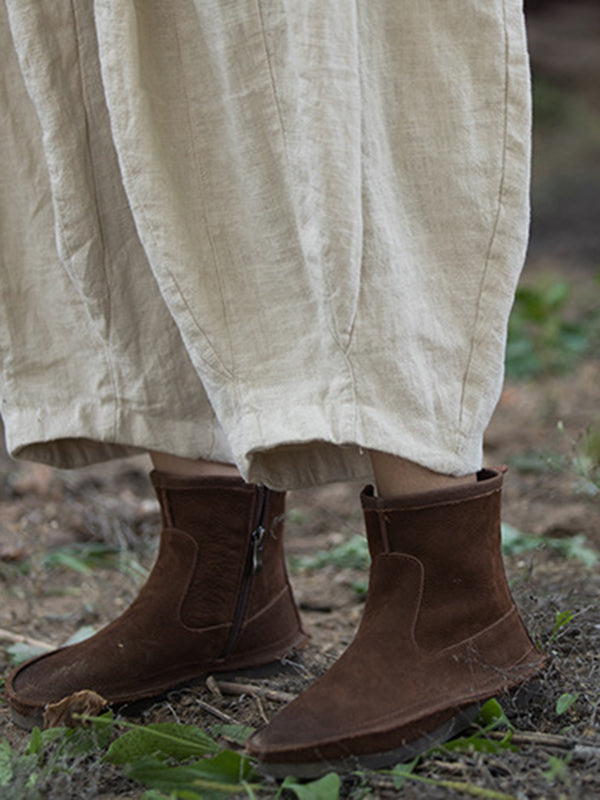 Elasticity Pleated Pockets Solid Color Split-Joint Bloomers Loose Casual Pants Bottoms