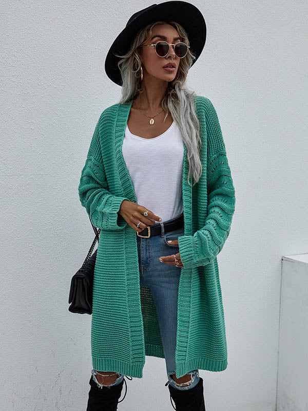 Urban Loose Solid Color Jacquard Cardigan Top