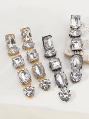 Geometric Rhine Stones Drop Earrings