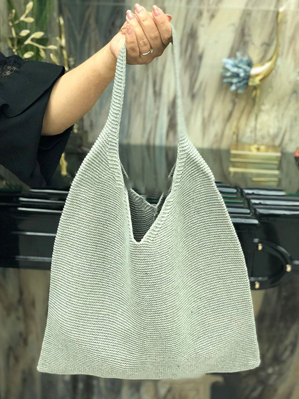 Solid Color Woven Handbag Bags