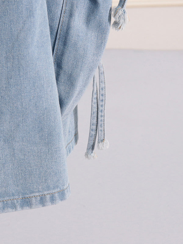 Buckle Split-back Split-Joint Streamer Zipper High Waisted Loose Skirts