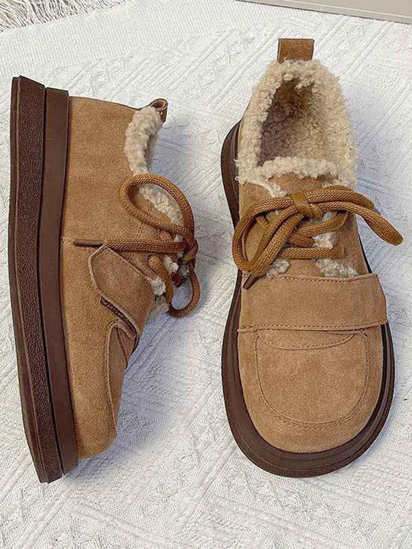 Lace-Up Split-Joint Flat Shoes