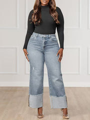 Split-Joint High Waisted Jean Pants Bottoms