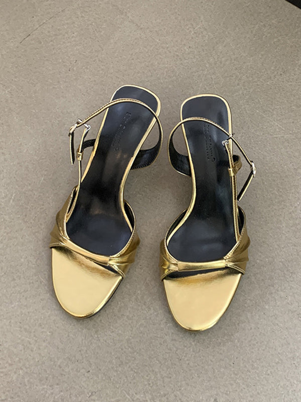 Belt Buckle Open Toe Peep Toe Pumps Sandals