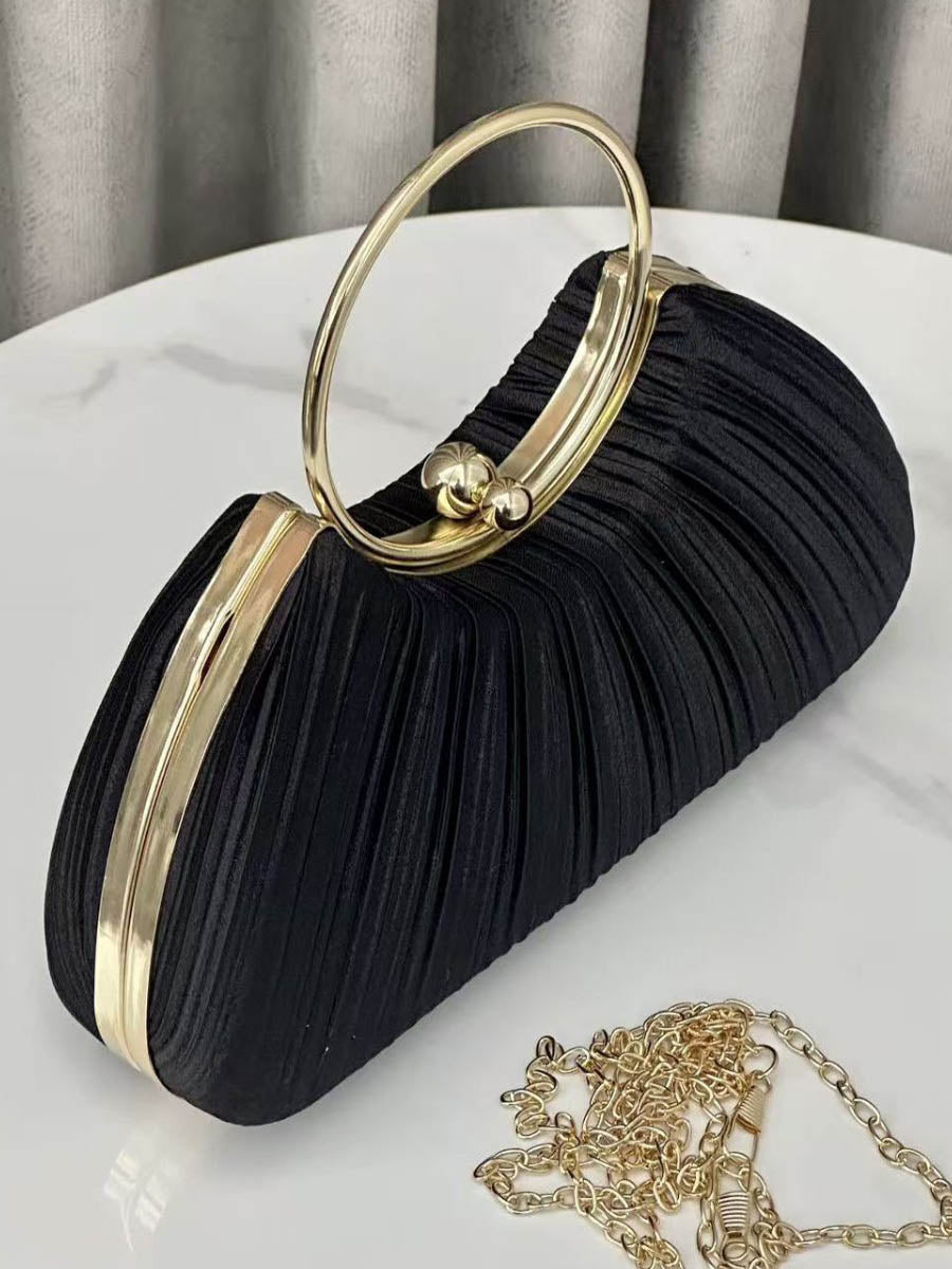 Chains Lock Pleated Evening Bags & Clutches Crossbody Bags