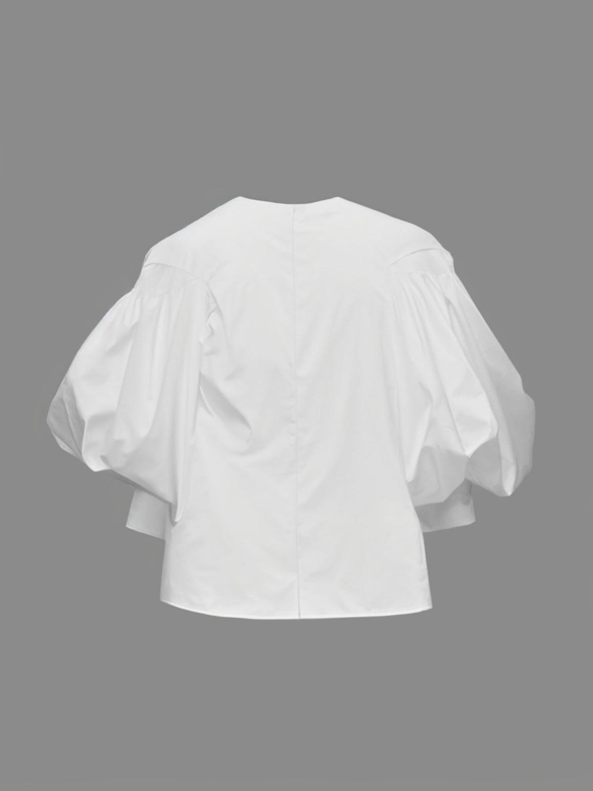 Buttoned Elasticity Hollow Pleated Solid Color Split-Joint Half Sleeves Loose Round-Neck Blouses&Shirts Tops