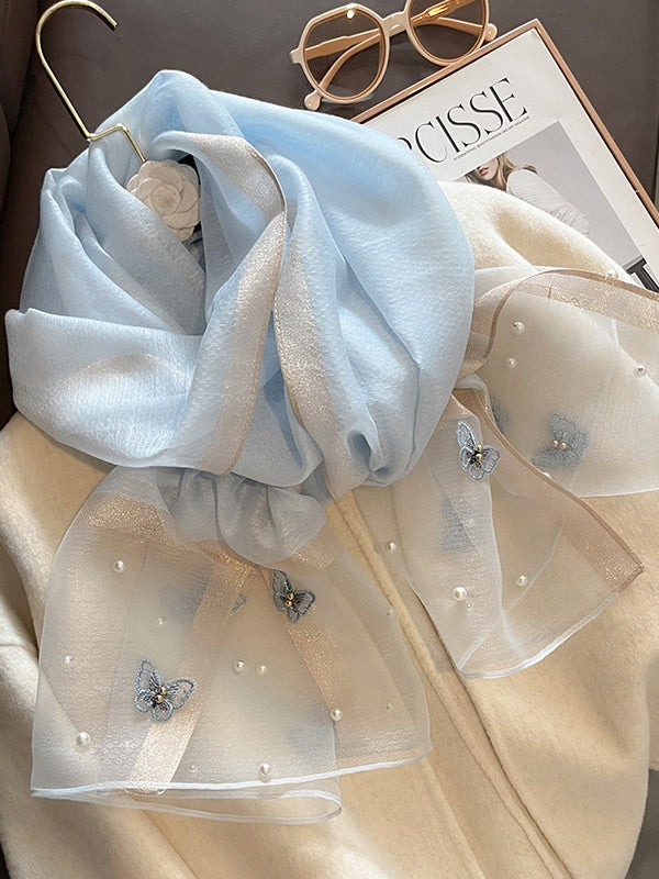 Applique Butterfly Shape Beaded Keep Warm Scarf