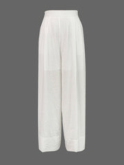High Waisted Loose Elasticity Solid Color Split-Joint Pants Trousers