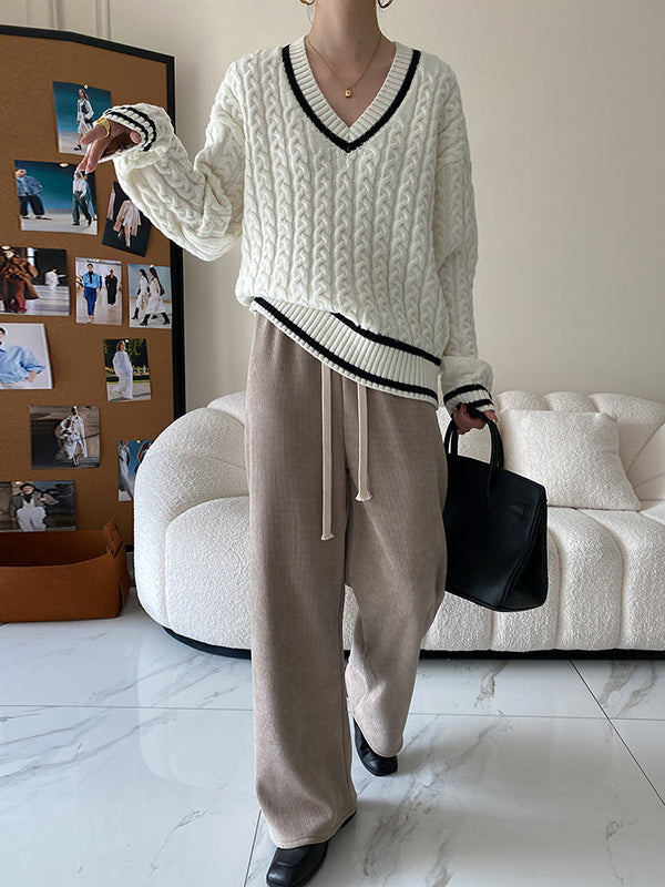 Urban Wide Leg Loose Fleece Keep Warm Solid Color Pants