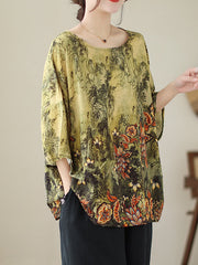 Printed Loose Short Sleeves Round-Neck T-Shirts Tops