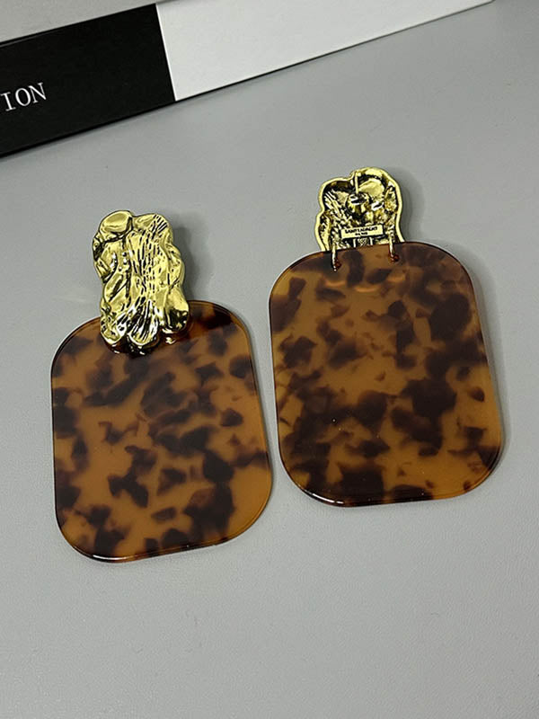 Geometric Leopard Pleated Split-Joint Earrings Accessories Drop Earrings