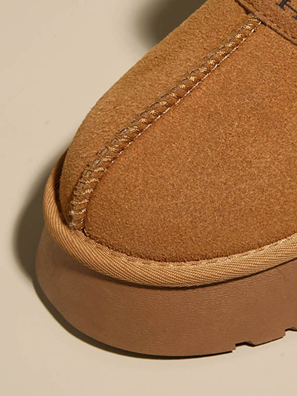 Round-Toe Split-Joint Velvet Slippers Platform Shoes