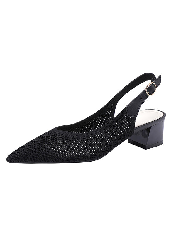 Belt Buckle Hollow Pointed-Toe Split-Joint Slider Sandals Pumps Sandals