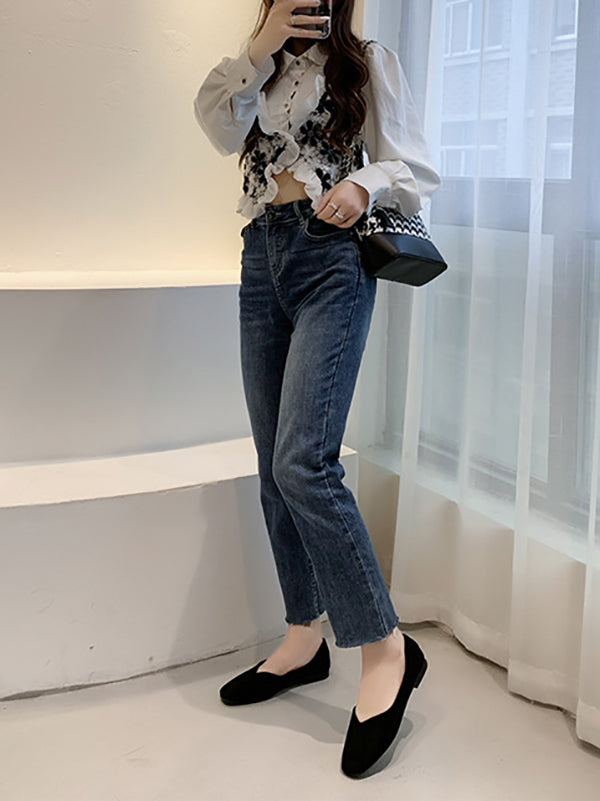 Solid Color Square-Toe Low Heels Flat Shoes