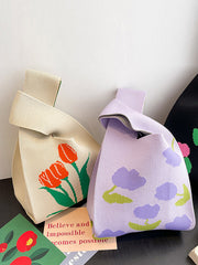 Floral Printed Woven Handbag Bags Accessories