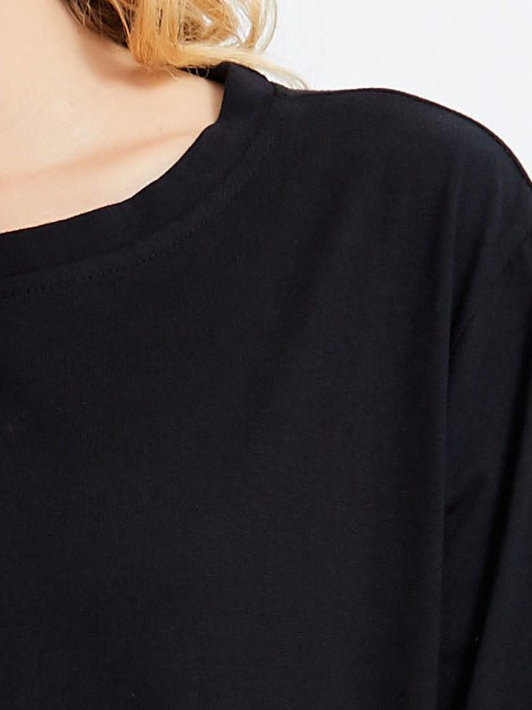 Original Split-Joint Contrast Color Long Sleeve Midi Dress