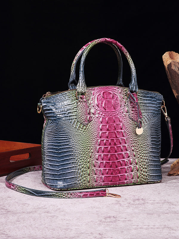 Alligator Print Pleated Split-Joint Handbags Bags